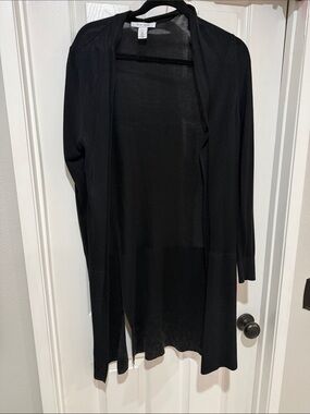 White House Black Market Black Open-Front Long Cardigan